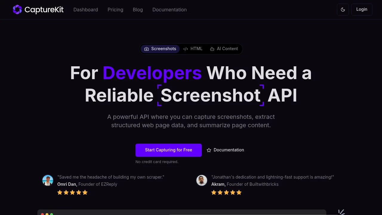 Screenshot of CaptureKit website