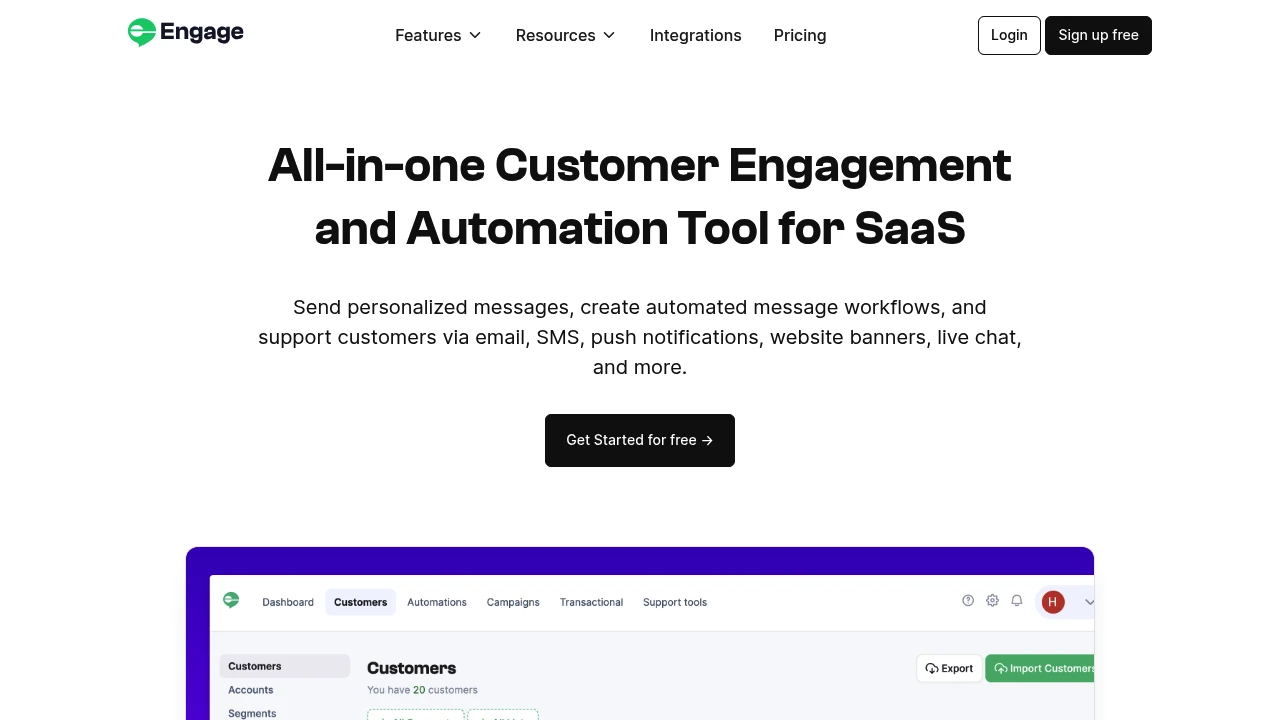 Screenshot of Engage website