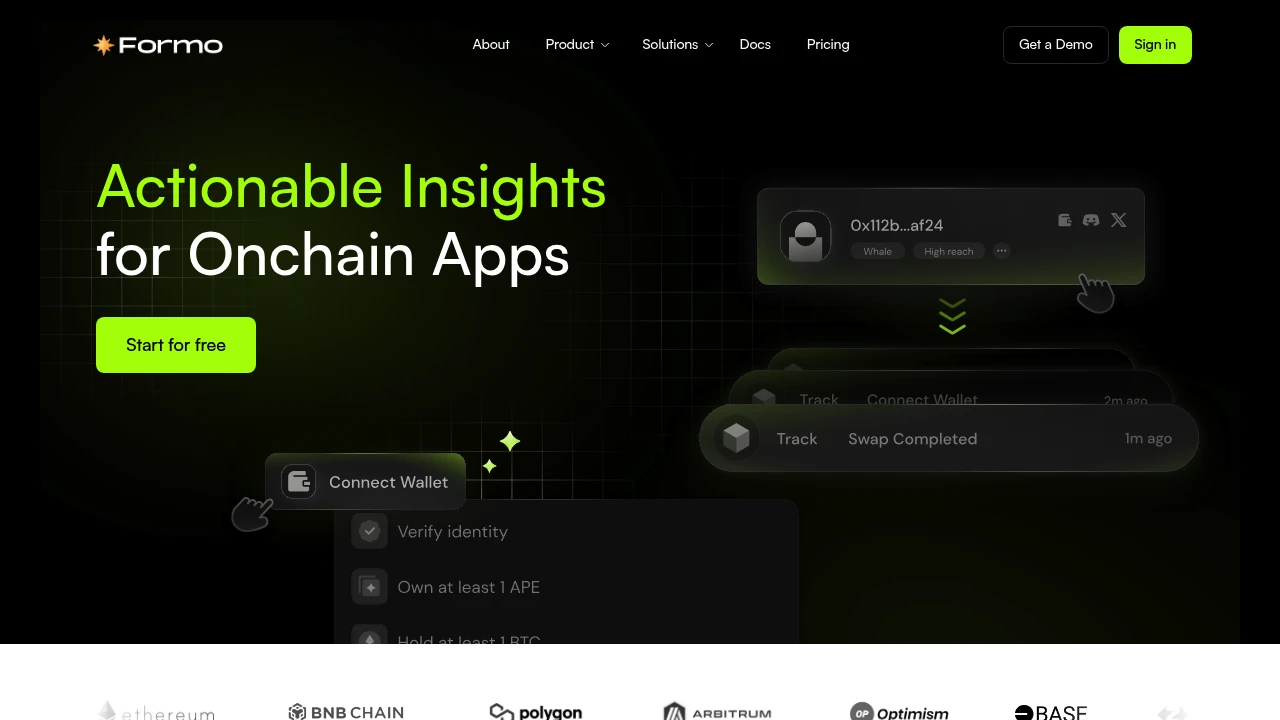 Screenshot of Formo website