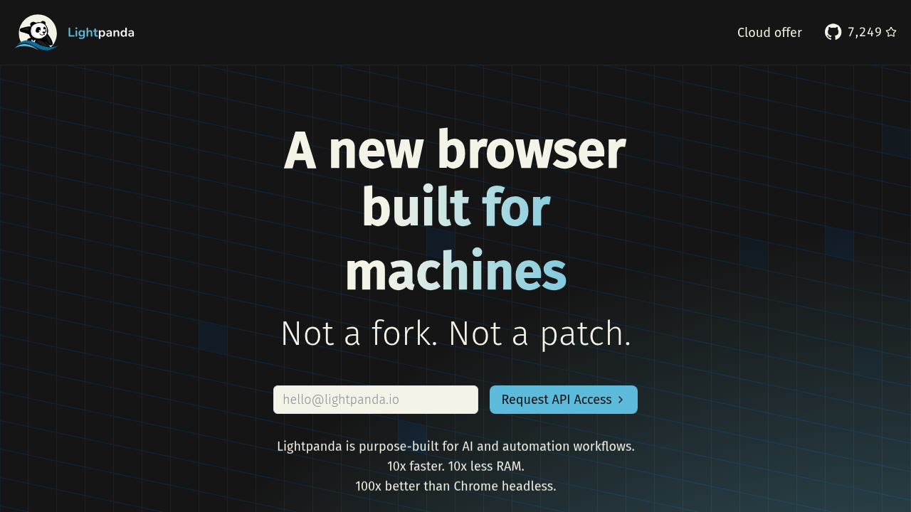 Screenshot of Lightpanda website