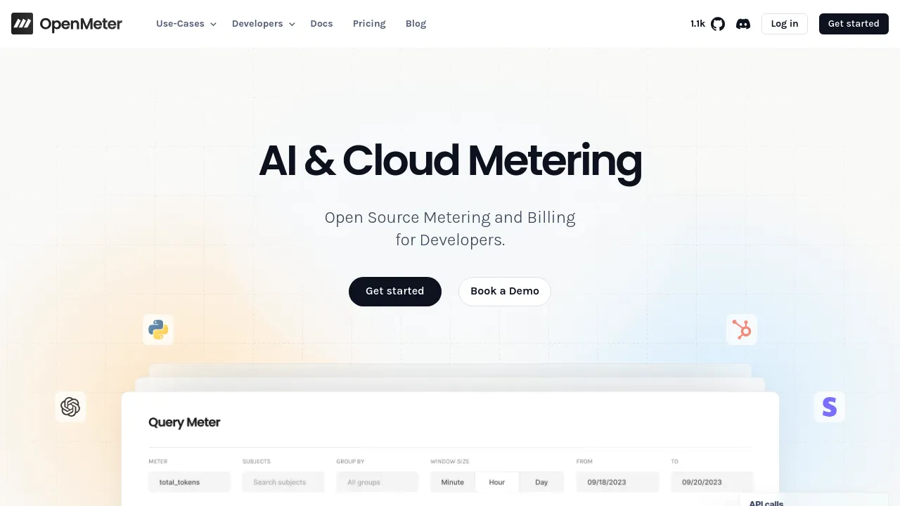 Screenshot of OpenMeter website
