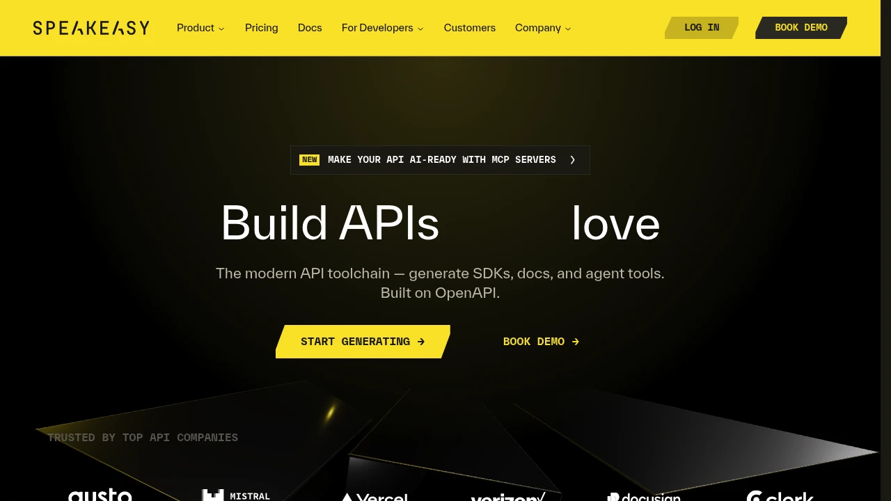 Screenshot of Speakeasy website