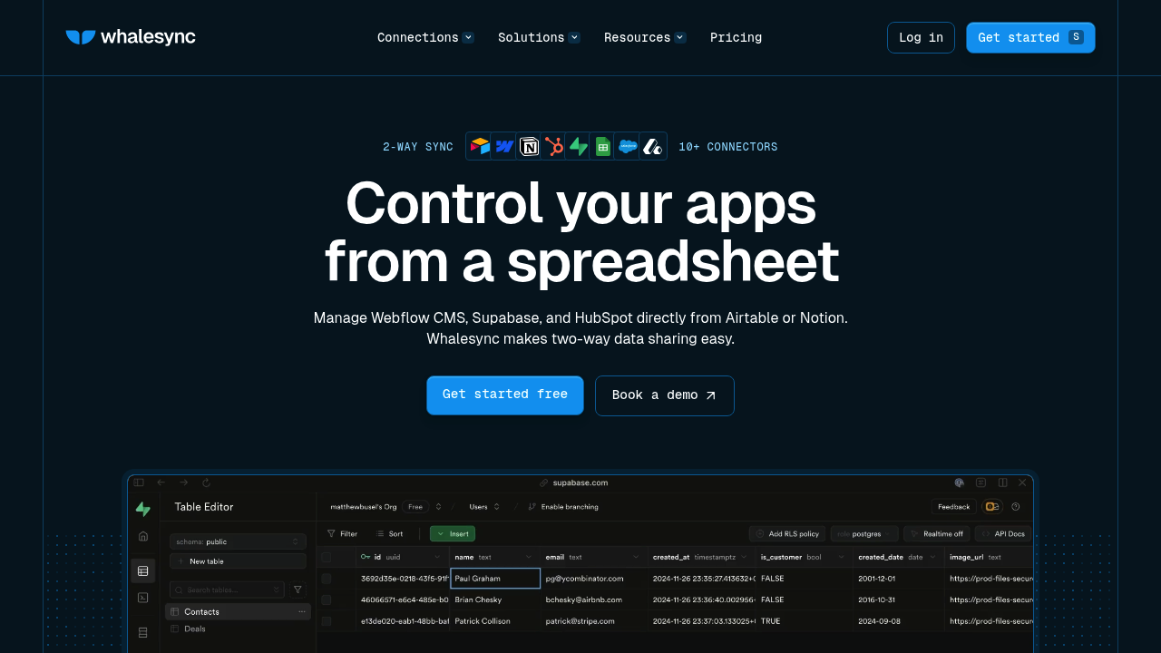 Screenshot of WhaleSync website